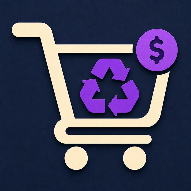 The TrashMart app icon: a shopping cart with a recycling symbol inside it.